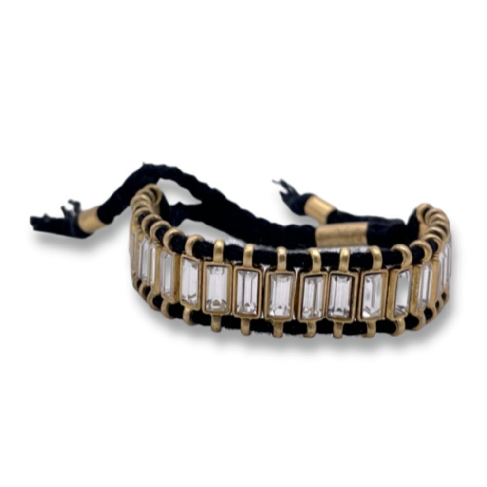 J. Crew Women's Embedded Box Crystal Woven Rope Statement Bracelet
